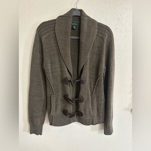 Lauren Ralph Lauren Shawl Collar Toggle Cardigan 100% Cotton Womens Size L